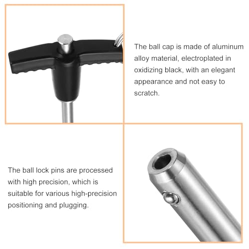 QUARKZMAN 2 Stück T-Griff Verriegelungsstifte, 6mm x 50mm Schnellverschlussstifte Verwendungslänge Edelstahl Druckknopf-Schnellspannstift Kugelsperrbolzen