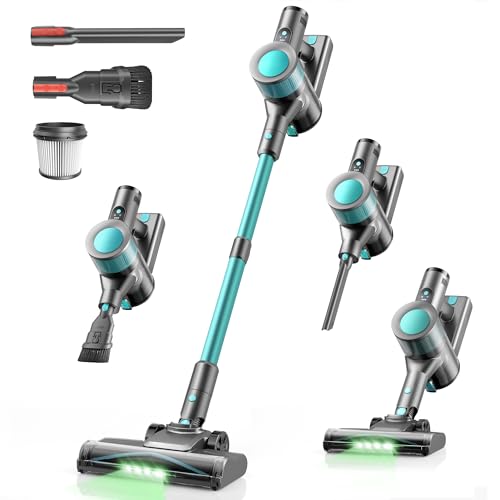 Dzaki 45000Pa Akku Staubsauger, Staubsauger Kabellos mit Smart Display, Standfunktion, Langer Laufzeit und Anti-Verhedderungsbürste für Teppich Hartboden Tierhaare Auto