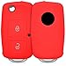 Produktbild kwmobile Autoschlüssel Hülle für VW Skoda Seat - Silikon Schutzhülle Schlüsselhülle Cover für VW Skoda Seat 2-Tasten Klapp Autoschlüssel Rot