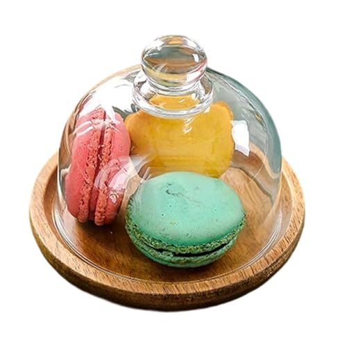 Plato de madera para tartas con campana de , plato de madera para servir postres, frutas, pasteles, mesa de cocina, cumpleaños, bodas