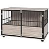 PawHut 39.5″ Dog Crate Furniture End Table, Wooden Dog Kennel Indoor Pet House with 3 Doors, for Small to Large Dogs