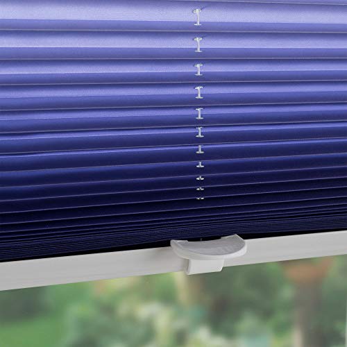 Liedeco® Klemmfix Plissee Farbverlauf verspannt inkl. Klemmträger /Breite x Höhe: 75 x 130 cm / Farbe: Blau / Plissee farbig zum Klemmen fürs Fenster / Sonnenschutz und Fensterdekoration innen / lichtdurchlässig und verstellbar / Innen-Montage ohne Bohren / 123 montiert / Falt-Plissee / Plissee-Rollo Sichtschutz Blendschutz - 7