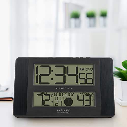 La Crosse Technology 513-1417Bs Atomic Digital Clock With Temperature And Moon Phase, Black #TOP5