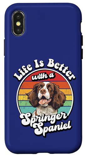 Vintage Retro Life Is Better With A Springer Spaniel Lover �X�}�z�P�[�X iPhone X/XS �p