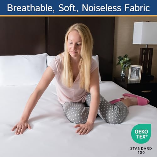 King Size Mattress Protector Waterproof Zippered Cover - Deep Pocket Fits up to 20" Depth - Hypoallergenic Premium Quality Encasement Protects Against Dust White