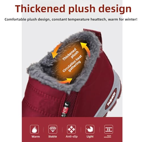 Mens Winter Warm Snow Boots,Casual Lightweight Furry Lining Thermal Winter Shoes,with Arch Support,Outdoor Slip On Waterproof Hiking Boots3