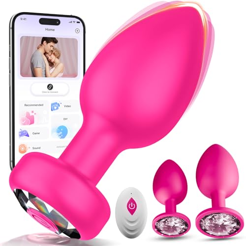 Analplug für Frauen mit Vibration Dildo Vibratorensets, 10 Modi Anal Plug für Frauen Sextoy 3 Stücke Butt Plug Mini Vibrator mit Fernbedienung Vibro ei, Sex Spielzeug für die Frau Extrem, +APP