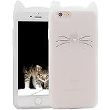 iPhone 7 Case, MC Fashion Cute 3D Beige Glitter Meow Party Cat Ears Kitty Whiskers Protective Soft Case Skin for Apple iPhone 7 (2016) and iPhone 8 (2017) (Cat Whisker-Glitter)