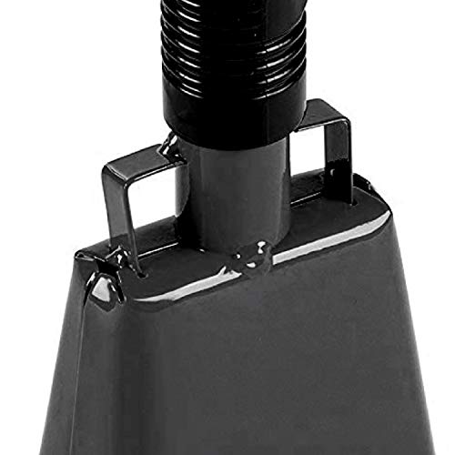 2 Pack 10 In. Steel Cowbell/Noise Makers With Handles. Cheering Bell Sporting, Football Games, Events. Large Solid School Hand Bells. Cowbells. Percussion Musical Instrument. Cow Bell Alarm (Black) #TOP6