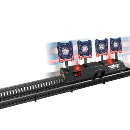 Fully automatic track-moving targets, automatic scoring, with lights and sound,suitable for soft bullets and foam dart shooting games, indoor and outdoor interactive games,Enhanced Four-Target Version