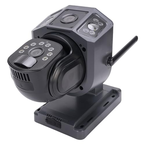 Cámaras de seguridad solares de doble lente inalámbricas para exteriores, vista panorámica HD de 360°, cámara de seguridad para el hogar, detección de movimiento PIR