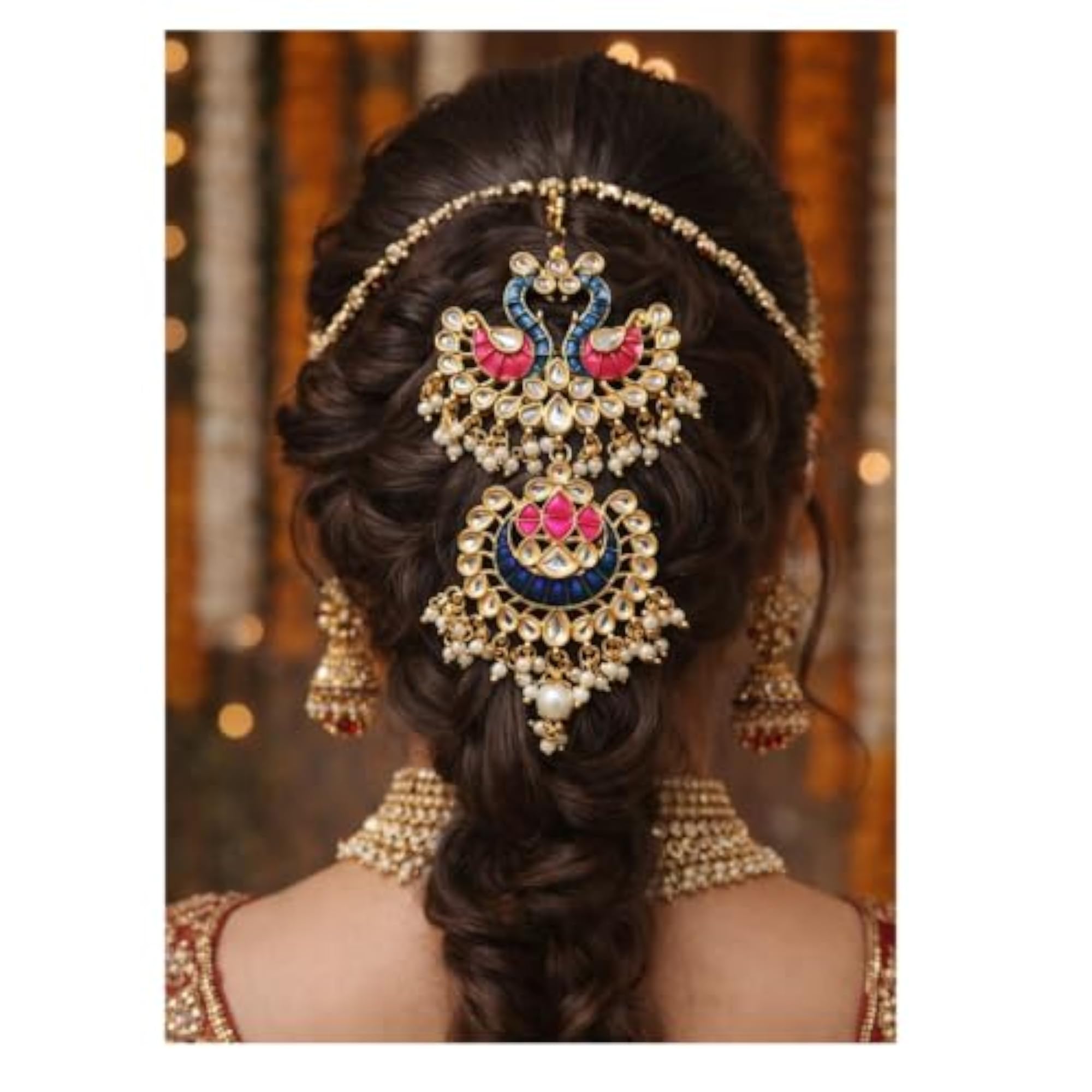Gold Plated Traditional Indian Hairpin with Meenakari Work