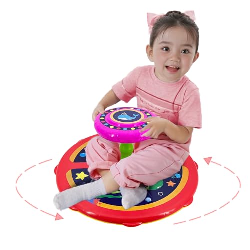 Image of 1, 2, 3, 4Year Old children's 360 rotating seat toy, Children's Day gift, boys and girls' birthday gift, ocean style, sitting and rotating toy, Toddler Toys Early Development&Activity Toys (Red)