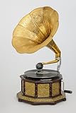 trichtergrammophon kaufen schweiz Achteckiges Holzgehäuse, geschnitzt.