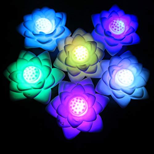 Mobestech 2PCS Floating Lotus Lamp Color Changing LED Flower Tealight Romantic Artificial Night Light for Wedding Party Bar Decoration
