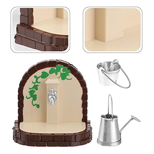 Yardwe 3 Pecas Mini Balde Torneira Tampo De Mesa Balde Em Miniatura Acessórios De Banho Regador De B