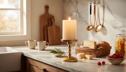 Image of Flameless Pillar Candles Flickering with Remote Timer, Battery Operated LED Candles Up to 400 Hours, 3D Moving Flame Real Wax Candles, D4 x H6, Remote Included (Ivory, 4inx6in)
