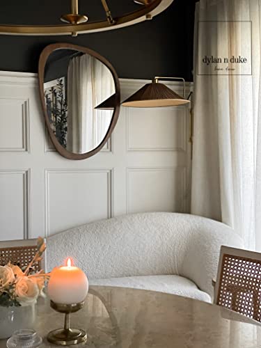 Wood Framed Asymmetrical Mirror, Boho Mirror, Large Wall Mounted Accent Mirror, Irregular Mirror, Modern Boho Wall Mirror, Aesthetic Wall Decor For Bedroom, Entryway, Living Room, Bathroom (Brown) #TOP2