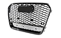 Mptuned Frontgrill Nierengrill Kühlergrill RS6-Stil Kompatibel mit Audi A6 C7 2011-2015 Wabengitter-Design Glänzend Schwarz ABS-Kunststoff Sportlicher Look
