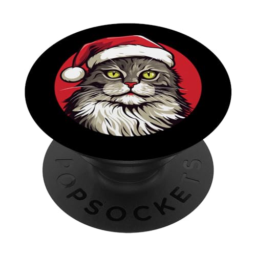 Cats Christmas PopSockets Swappable PopGrip, Black