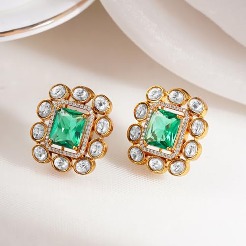 Image of Rubans Stud Earrings American Diamond Zirconia & Crystal Jewellery Gift for Women & Girls