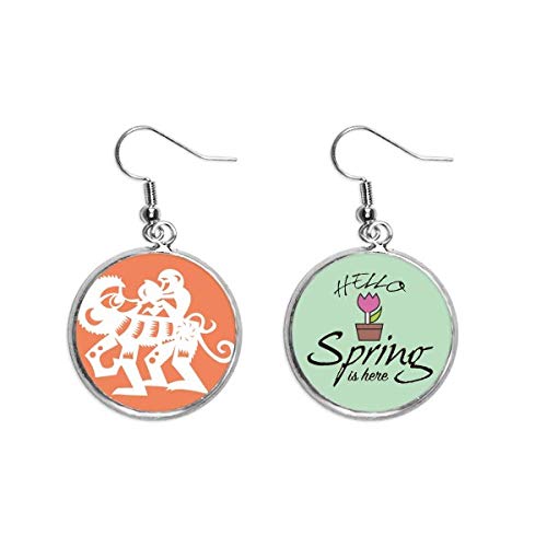 Pendientes de primavera con colgante de mono del zodiaco chino para vestidos de temporada