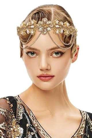 BABEYOND Gatsby Flapper opaska do włosów w stylu lat 20. XX wieku, z kamieniami strasu, ozdoba do włosów, Charleston, akcesoria damskie, łańcuszek na głowę, opaska na czoło