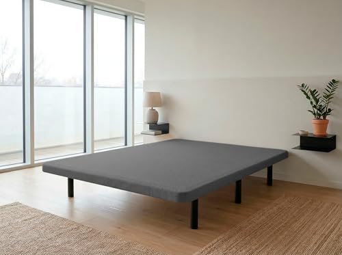 Koen Home Base tapizada 90 x 180 cm Gris - Patas 25 cm - Tejido 3D Antideslizante - Estructura Resistente - 100% Transpirable - Compatible con Cualquier colchón