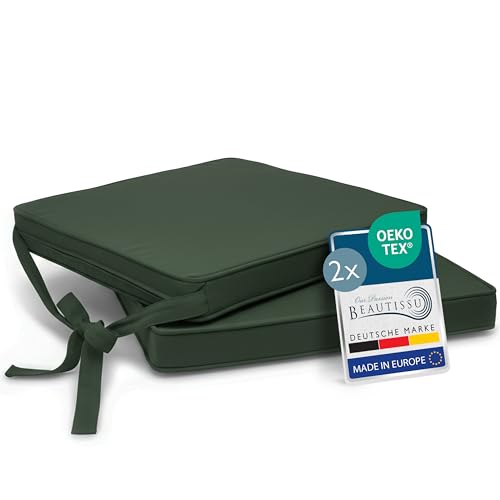 Beautissu Set de 2 Coussin de Chaise d'Intérieur 45x40 cm Loft SK – Galette de Chaise déhoussable et Lavable avec Bandes de Fixation Coussin d'assise...