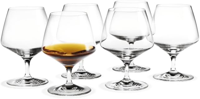 Holmegaard Perfection Brandy Glass, Clear, 5.1" H x 3.7" D, 12.2 oz, Set of 6, Designed by Tom Nybroe, Gift Box Included