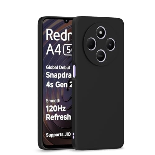 Image of Outlouders Back Cover for Redmi A4 5G / Redmi 14C 5G / Poco C75 5G | Camera Protection | Durable Soft Matte Silicone Bumper Case (Black)