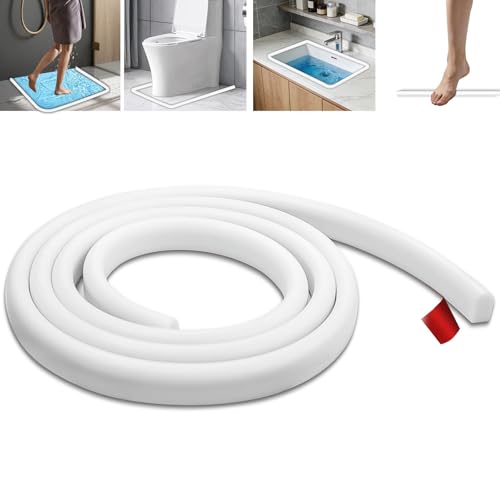 Gexuamz Barrera Agua Ducha, 2m Barrera De Agua Para Ducha Flexible Y Cortable, Embellecedor Encimera Cocina Autoadhesivo, Borde Plato Ducha Silicona Para Cocina Baño Separación En Seco Y Húmedo Blanc