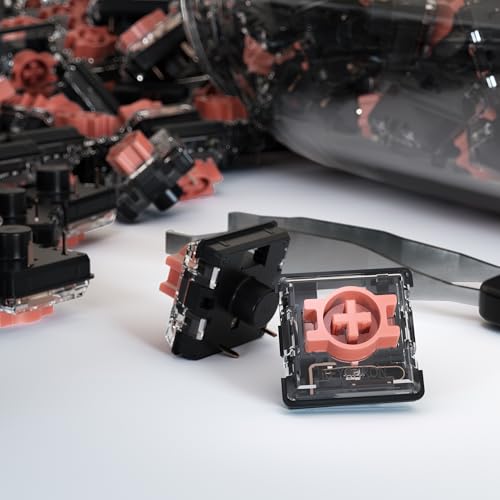 Image of Keychron Low Profile Silent Red Switches - 110 PCS Pre-Lubed Linear Mechanical Keyboard Switch Set, 40gf Actuation Force, Hot-Swappable, SMD-LED Compatible, Dustproof Wall, Soft Rebound