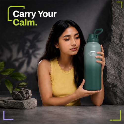 Image of Hydromax 2 Litre Single Wall Stainless Steel Water Bottle - Green | ISI Certified 304 Stainless Steel, BPA Free, Chugger Sipper Cap, Leakproof Lid, Loop Handle, Fridge Frendly