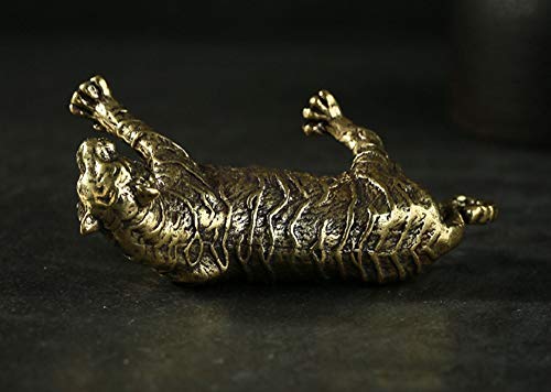 Dmtse Chinese Feng Shui Brass Stripe Tiger Decor Statue Figurines For Wisdom Animal Sculpture Collectibles Gift #TOP5