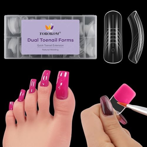 Amazon.com: TOROKOM Poly Gel Nail Forms for Toes, C Curve Square ...