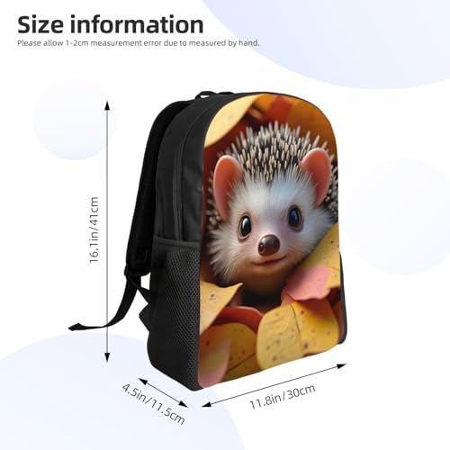 Minimalist Unisex 16 Inch Backpack Hedgehog Fall Leaves Sleek Design for Simple Lifestyles Daily Carry & Errand3