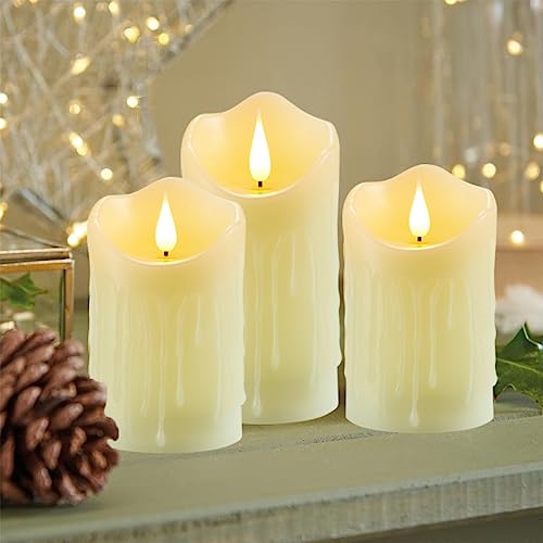 Image of Flickering Flameless Candles, Battery Operated Candles, led Candles with Remote and Timer, led Pillar Candle Real Wax, Led Candle for Home, Wedding, Halloween, Christmas, Party 3 inch x 5 inch