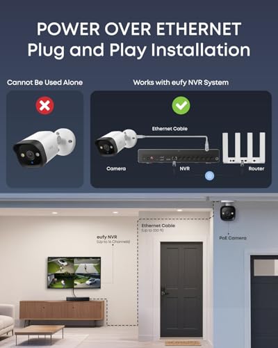 Image of eufy PoE Bullet Security Camera E40, NVR Add On Cam, Requires eufy NVR, 4K UHD, 122 FOV, F1.6 Color Night Vision, 24 /7 Recording, Human /Vehicle /Pet AI Detection, Red and Blue Strobe, Plug and Play