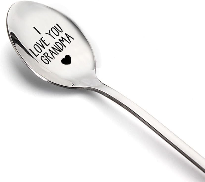Cuchara de regalo para abuela de nietos y nietos con texto en inglés "I Love You", cucharas para abuela, abuela, regalo de Navidad, Día de la Madre,
