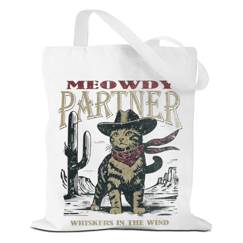 Western Cats Tote Bag - Reusable Grocery & Beach Bag