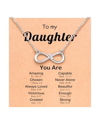 UNGENT THEM To My Daughter Necklace Daughter Birthday Gifts from Mom Dad Mother Valentines Christmas Easter Gifts for Adult Teen Girls 12 14 16 18