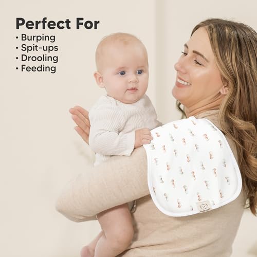 Image of Organic Burp Cloths Baby Boy & Girl - 5-Pack Super Absorbent Cotton Burping Cloths for Babies, Soft & Plush Newborn Spit Up Rags, Infant Towels for Milk Spit Up, Unisex, Large 21 inch x 10 inch (Marine Muse)