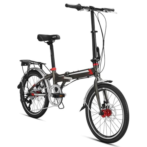 20 Zoll Faltrad Erwachsene 6-Gang Klapprad Leichter Aluminiumrahmen Verdickte, rutschfeste Und Verschleißfeste Reifen Folding Bike Unisex Black