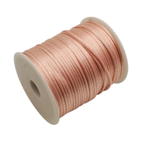 Lassos Boutique 2mm x 100 Yard Rattail Satin Polyester Trim Beading Cord Jewelry Making Macramé Arts and Crafts Chinese Knot (Blush) Cover