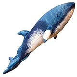 Xiyocadt Wal Hai Kuscheltier 55 cm, Blau Bartenwal Plüschtier, Riesiges Blauwal Stofftier Plüschkissen, Weiches Schwertwal‌ Meerestiere Plüsch Spielzeug Puppe Geschenk für Mädchen Jungen (55cm)