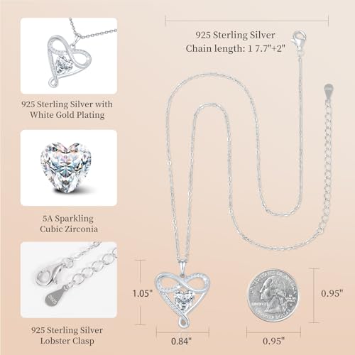 925 Sterling Silver Infinity Necklace - Exquisite Silver Jewelry for Women, Love Heart Necklace for Birthday, Anniversary, Valentine’s Day - Ideal Gift for Girlfriend, Wife, Mom, or Her4