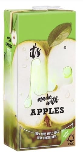 100% Pure Apple Juice From Concentrate 1Ltr (Pack of 12) Deliciousness that brings a smile For All Occasions''
