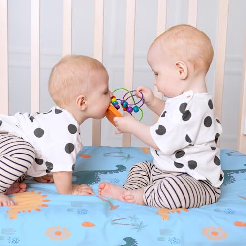Image of UOMNY Crib Sheet, Dinosaur Crib Sheets Baby Sheet for Standard Crib and Toddler Mattresses Nursery Bedding Sheet Crib Mattress Sheets for Boys and Girls 1 Pack Toddler Sheet