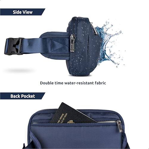 Image of Elmira Waist Bag for Men Women - Fanny Pack for Men Sling Bag for Men Chest Bag Crossbody Side Passport Travel Shoulder Small Waist Pouch for Mobile Cash (Navy Blue, WST-001B)